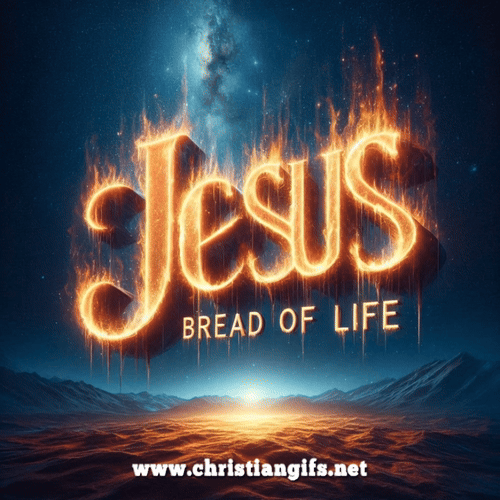 Jesus Bread Of Life In Flaming Text