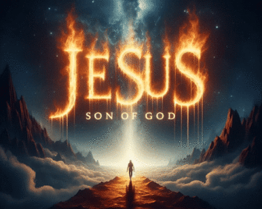 Jesus Son Of God In Flame Text
