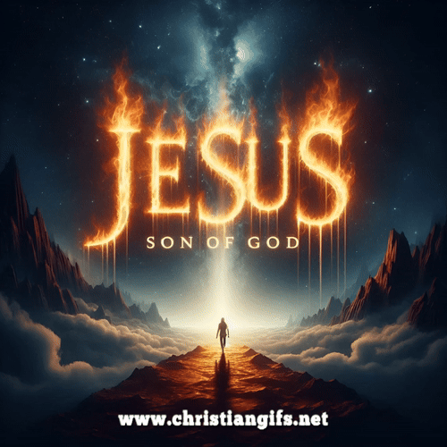 Jesus Son Of God In Flame Text