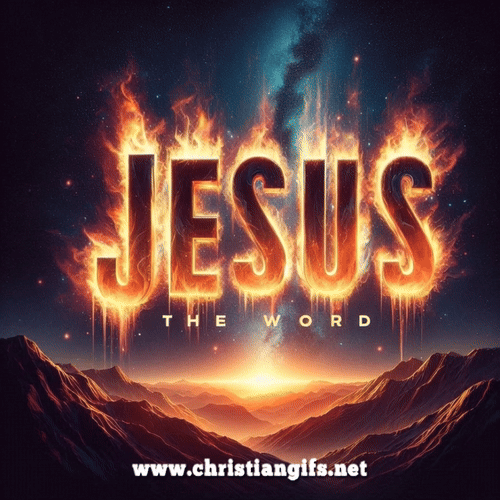 Jesus The Word In Flaming Text